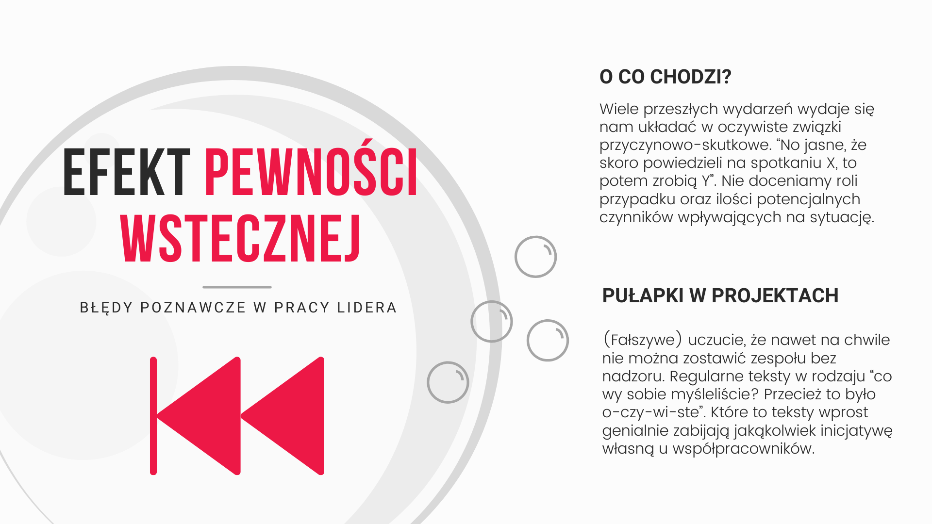 efekt pewności wstecznej a zarządzanie projektem infografika