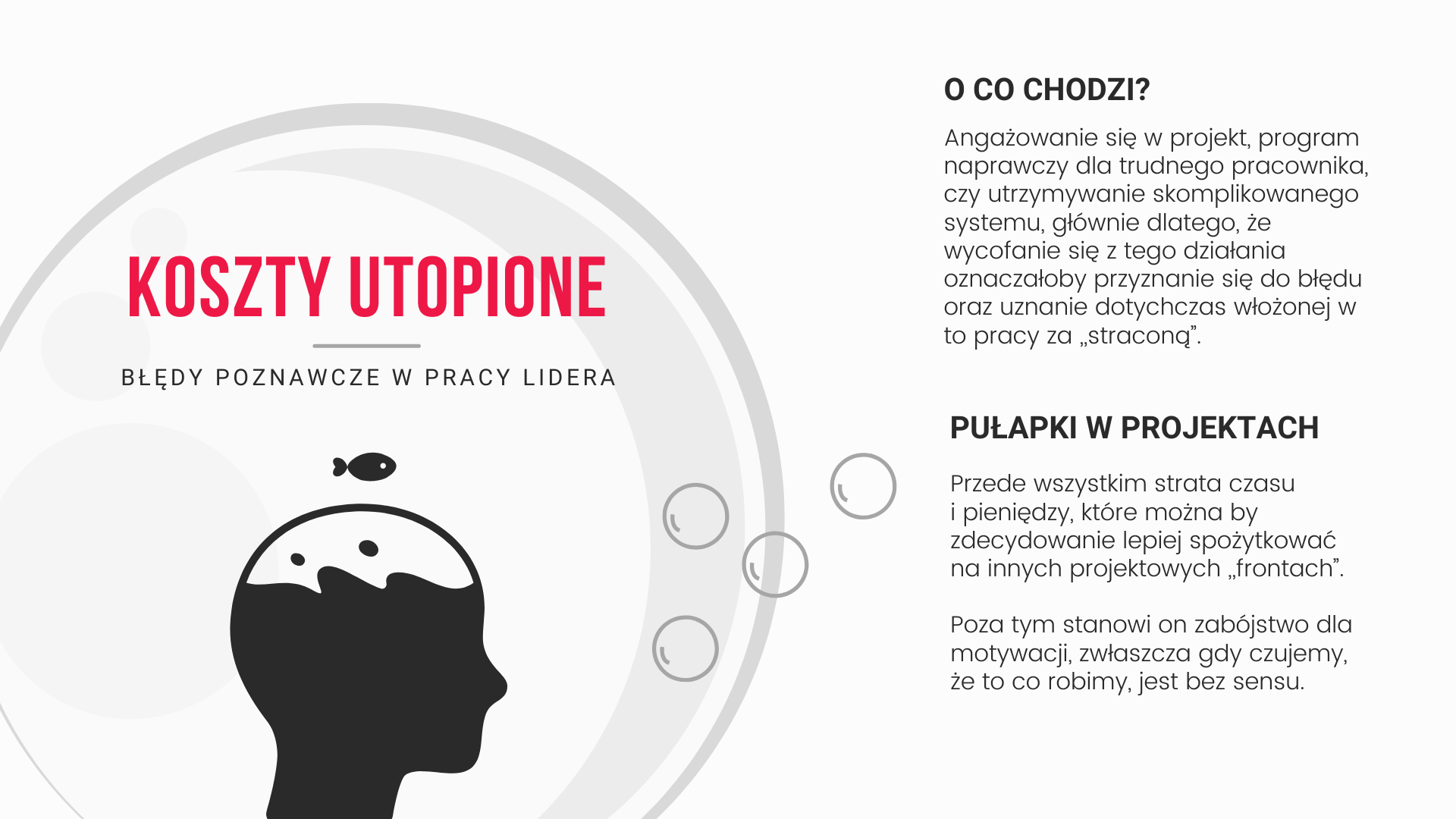 koszty utopione a zarządzanie projektem infografika